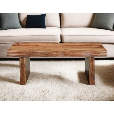 HomeRoots 51" Brown Solid Wood Live Edge Coffee Table - 51' X '18' X '27