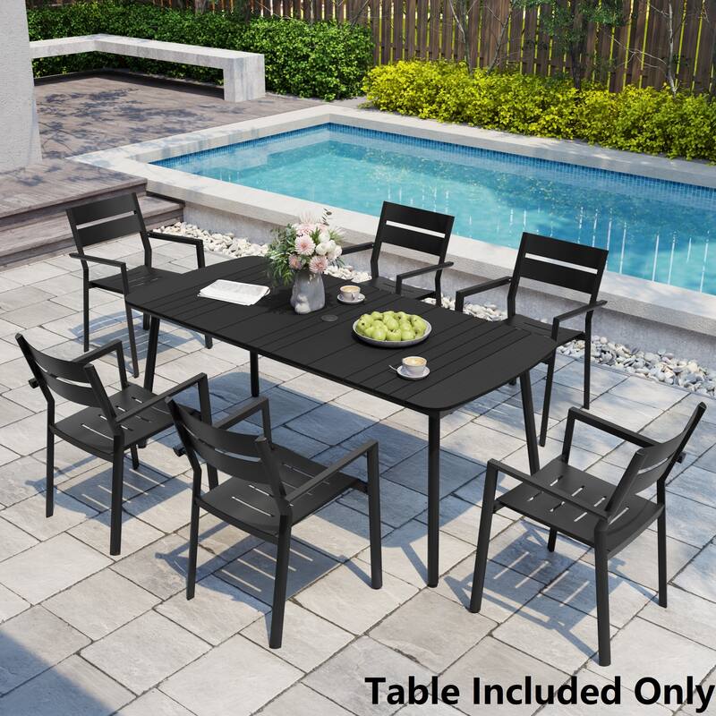 Pellebant Patio Dining Table Rectangular Aluminum Outdoor Table