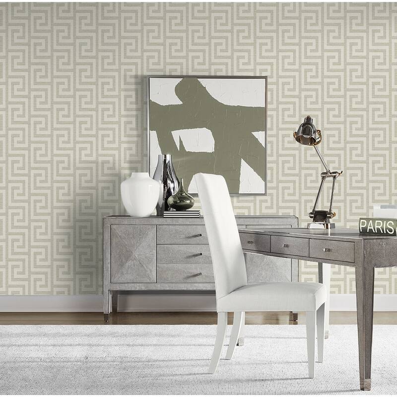 Lillian August Luna Retreat Greek Key Embossed Vinyl Unpasted Wallpaper