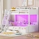 preview thumbnail 3 of 8, White Twin over Full Bunk Bed with LED, Charging Station, Storage Shelves, and Drawer