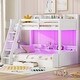preview thumbnail 19 of 30, Wooden Bunk Bed Twin over Full Bunk Bed with 6 Up and Down Storage Shelves, LED, Charging Station, Stairs and Bottom Drawer