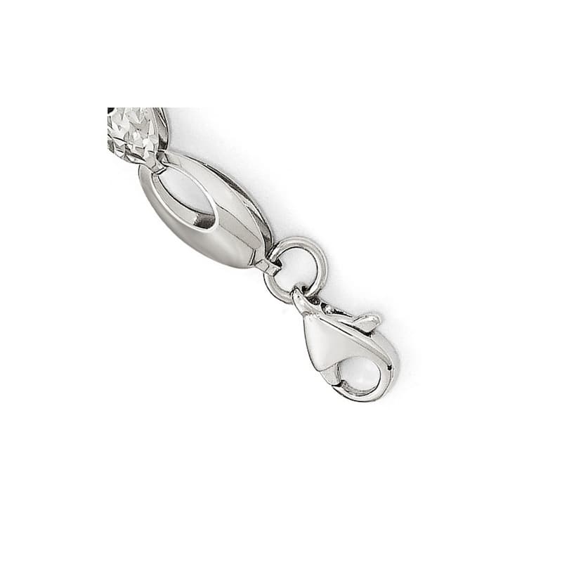 Curata 14k White Gold Fancy Polished and Sparkle Cut Bracelet 7 Inch