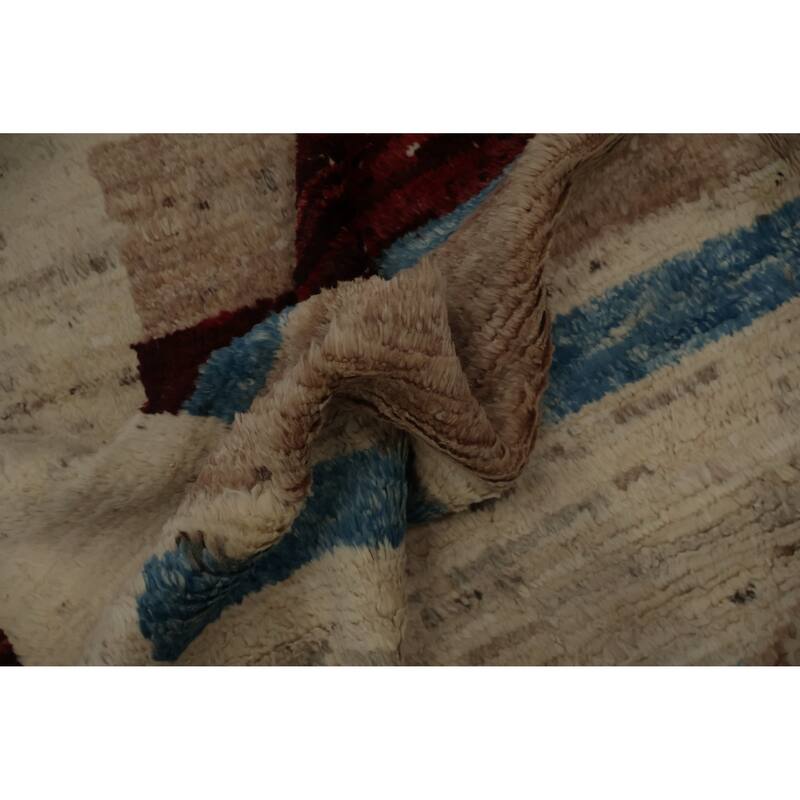 Hand Knotted Oriental 100% Wool Carpet Modern Tribal Beige & Ivories Moroccan Area Rug - 10' 1'' X 8' 1''