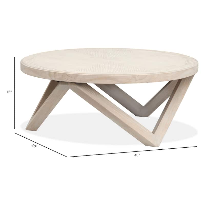 Magnussen Home Bostwick Coconut Cream Round Cocktail Table - 40''W x 40''D x 16''H