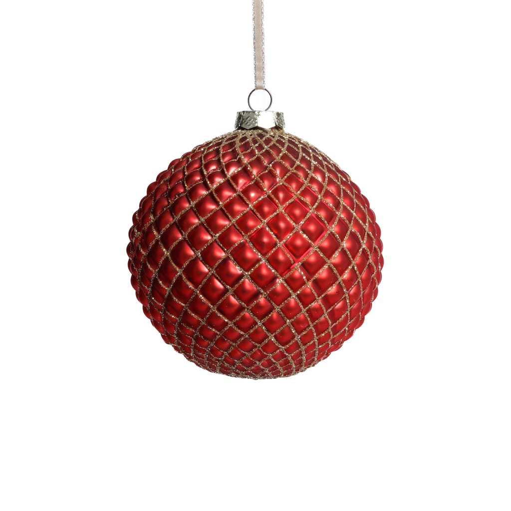 4-Piece Set Metallic 4.75" Glass Ball Christmas Ornaments