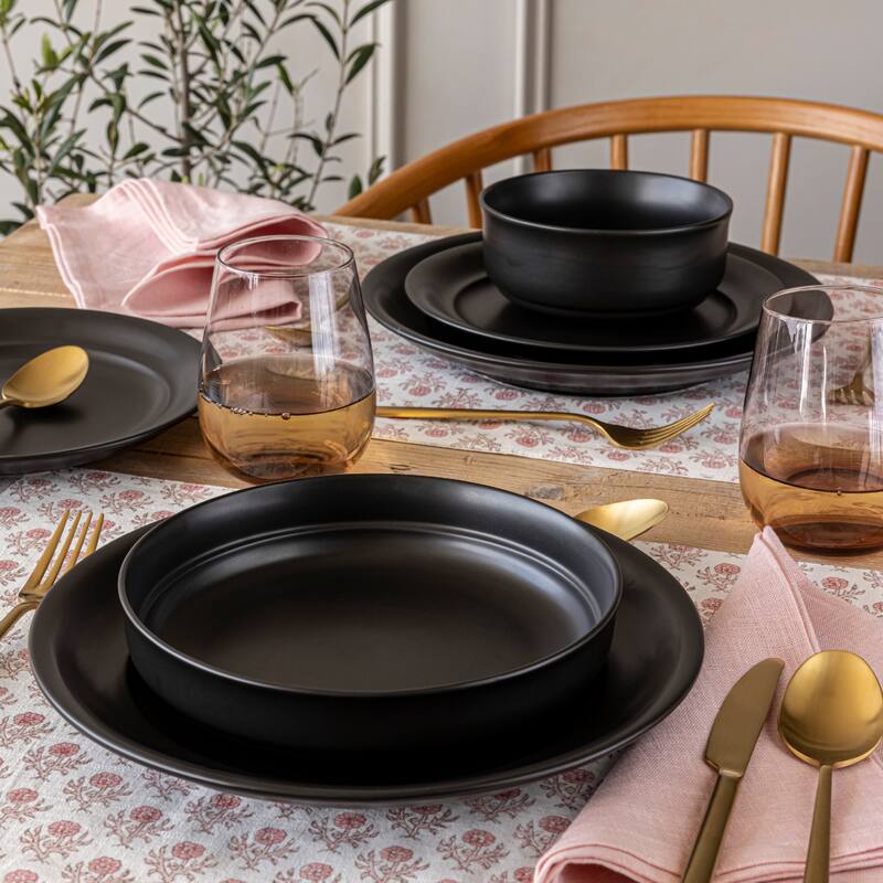 over&back Rimmed Semi-Matte Stoneware Dinner Bowls - 32oz