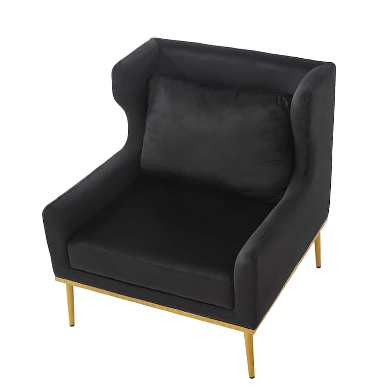 Roomfitters Modern Velvet Accent Armchair with Curved Armrests, Iron Frame Single Sofa