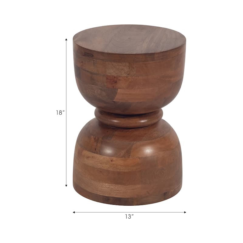 Sagebrook Home Mango Wood Accent Table with Hourglass Design Wood - 13" x 13" x 18"
