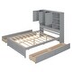 preview thumbnail 6 of 10, Storage Platform Bed with Headboard 9 Shelves and 4 Drawers, Gray