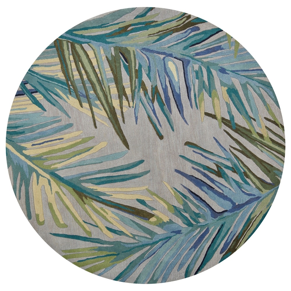 Domani Classics Palm Tree Blues Hand-Tufted Wool Area Rug