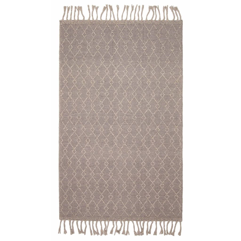 ECARPETGALLERY Braid weave Sienna Grey Wool Rug - 5'1 x 8'2