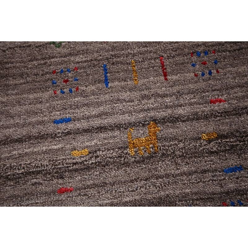 Striped Gabbeh Indian Area Rug Handmade Wool Carpet - 5'1"x 8'0"