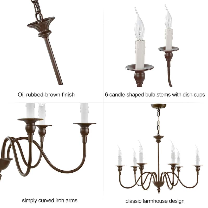 Modern Farmhouse 6-Light Chandelier Classic Candle Light for Dining Room