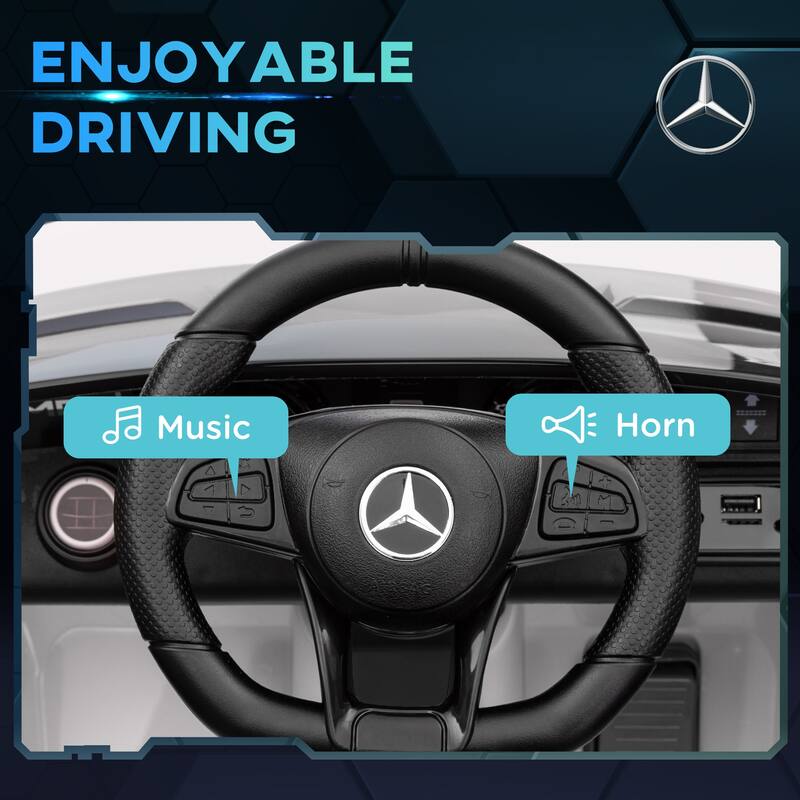 Mercedes-Benz AMG GTR Licensed 12V Kids Electric Ride-On Car with Remote Control, Music, Lights & 3 Speeds - White