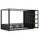 preview thumbnail 17 of 23, Twin/Full Size House Floor Bed with Wardrobe and Storage Shelves, Metal Canopy Bed Montessori Bed with Fence Guardrails