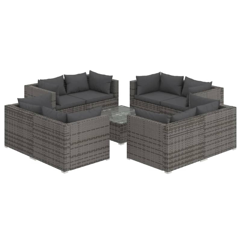 vidaXL Patio Lounge Set Outdoor Sectional Sofa Set Table Garden Poly Rattan - 27.6" x 27.6" x 23.8"