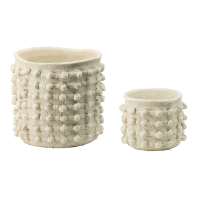 Pom Pom Cement Planters - 13.75" - 2ct