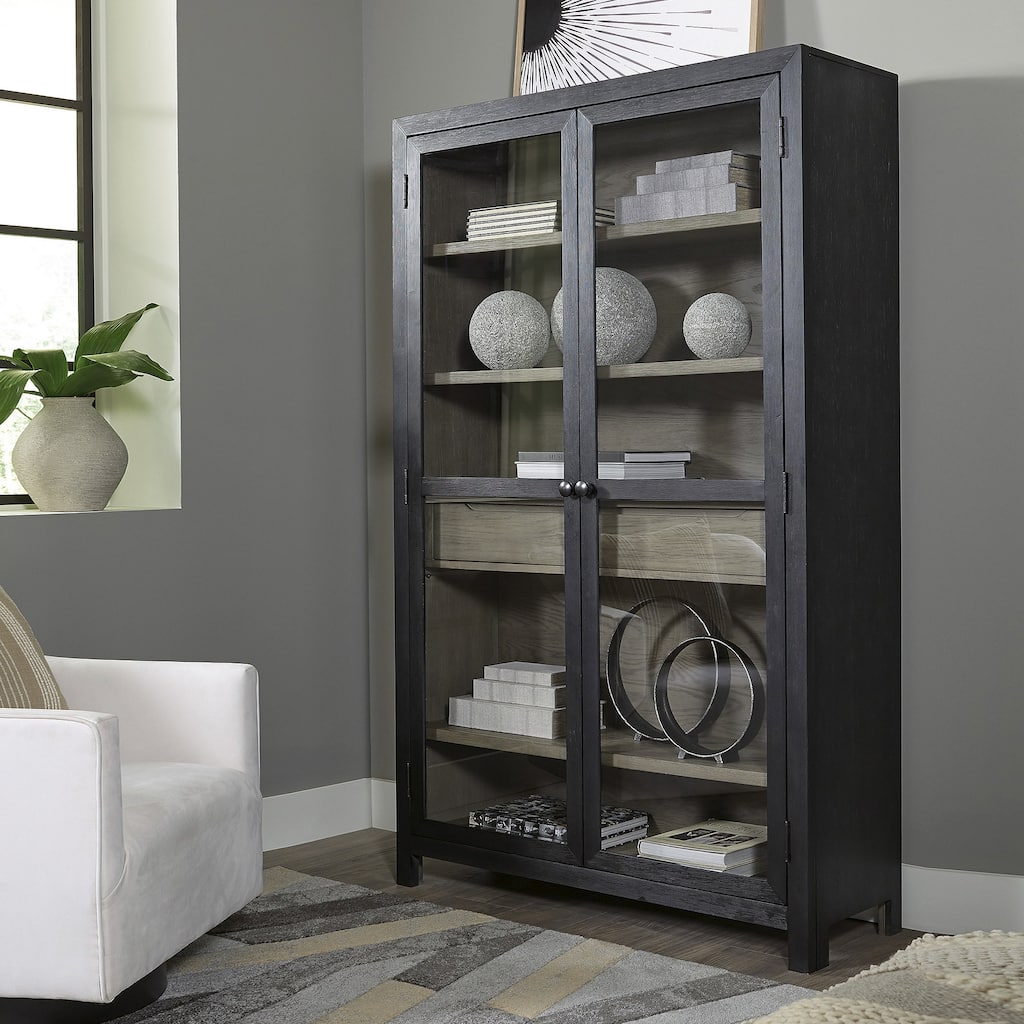Signature Design by Ashley Lenston Black/Gray Accent Cabinet - 47"W x 16"D x 76"H