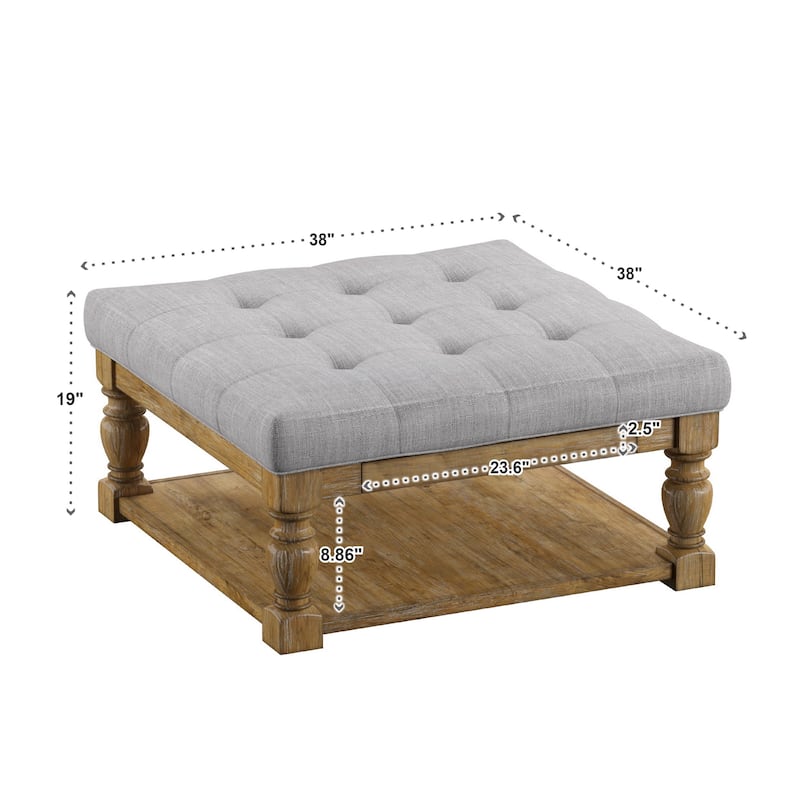 Lennon Pine Planked Ottoman Coffee Table by iNSPIRE Q Artisan