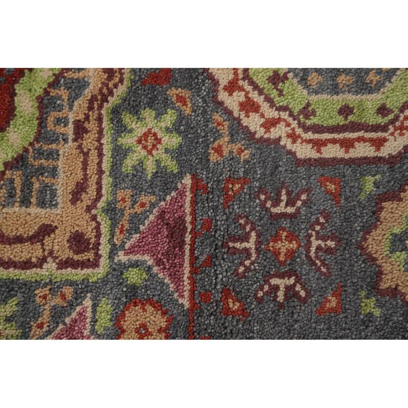 Geometric Grey Kazak Runner Rug Hand-Knotted Wool Carpet - 2'6"x 7'9"