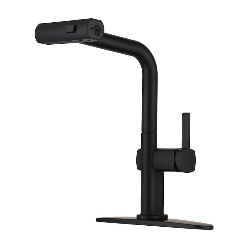 Single Handle Pull Down Sprayer Kitchen Faucet with Motion Sense Wave, Power Boost - Matte Black (No-Sensor Version)
