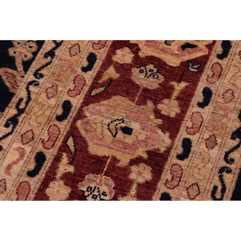 Boho Chic Ziegler Cherly Blue Red Hand-Knotted Wool Rug - 12'0'' x 16'1''