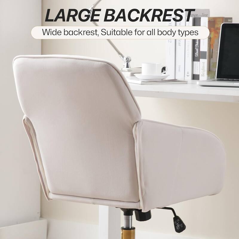 Velvet Adjustable Home Office Swivel Leisure Desk Chair with Gold Base