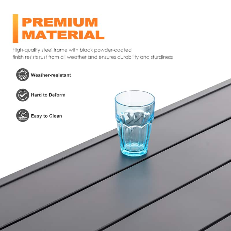 Nuu Garden Outdoor Dining Set of 4, Umbrella Hole, Textilene and Iron, Brown