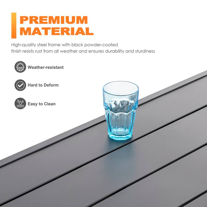 Patio Dining Set, Premium Textilene Chairs, Rectangle Iron Table