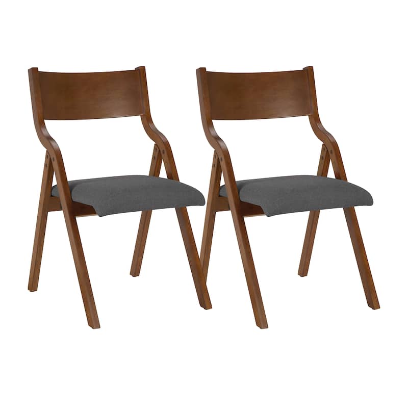 Upholstered folding Dining chair set of 2 - Grey-2