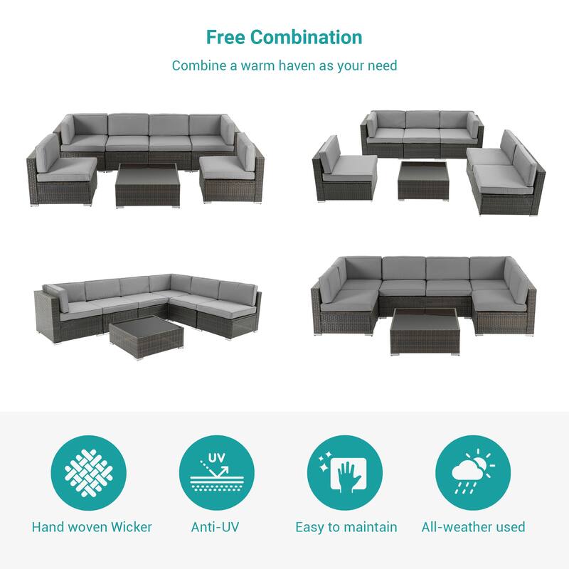 Bonosuki 7-Piece Patio Furniture Set All-Weather Conversation Sets