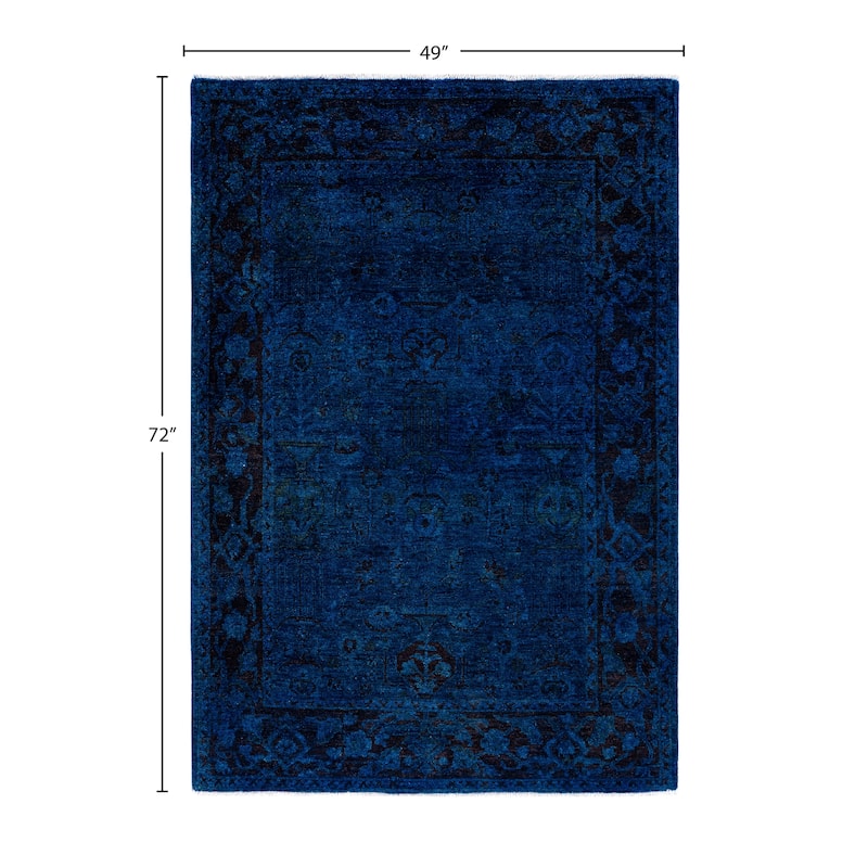 Overdyed One-of-a-Kind Hand-Knotted Area Rug - Blue - 4' 1" x 6' 0"