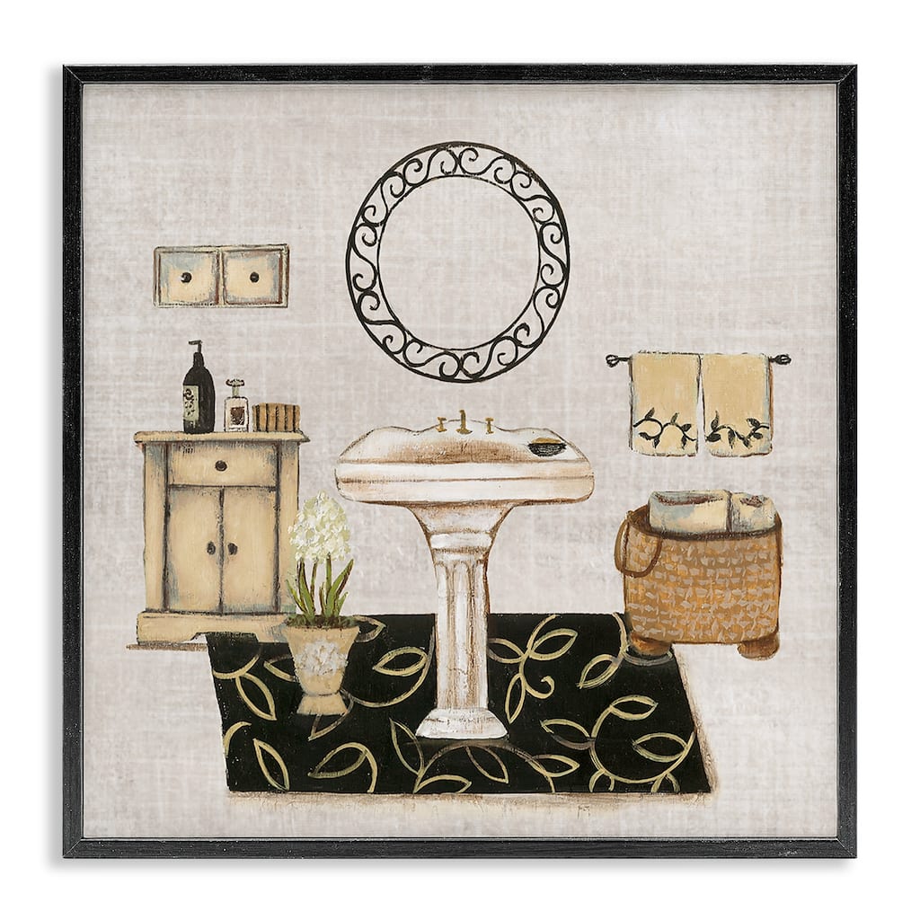 Stupell Vintage Luxurious Bathroom Framed Giclee Art Design By Janet Tava