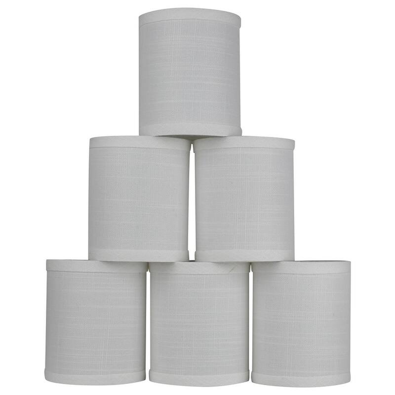 Drum Chandelier Shade, Clip On, 4 inch Bottom Diameter, 4.75" Height - Set of 6 - Off White Textured