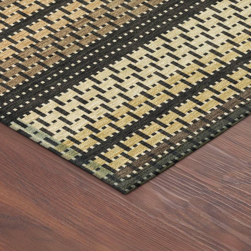 Machine Washable Indoor/ Outdoor Boho Stripe Chantille Rug
