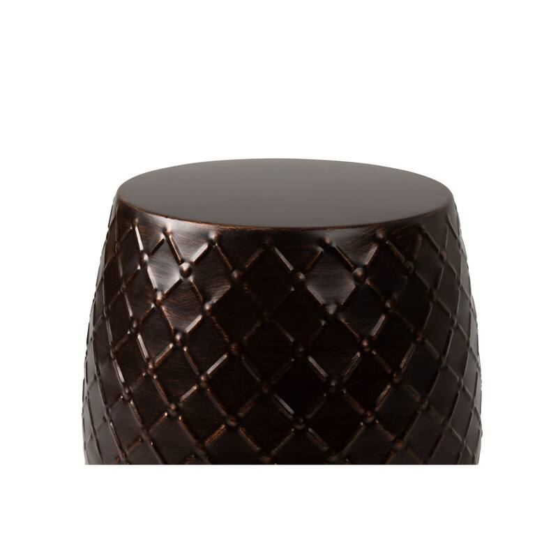 Braga Metal Stool-Table-Container In Antique Bronze Finish