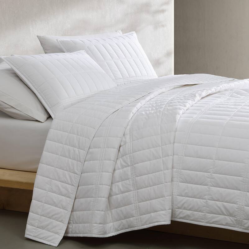 Calvin Klein Washed Percale Cotton Reversible Quilt Set