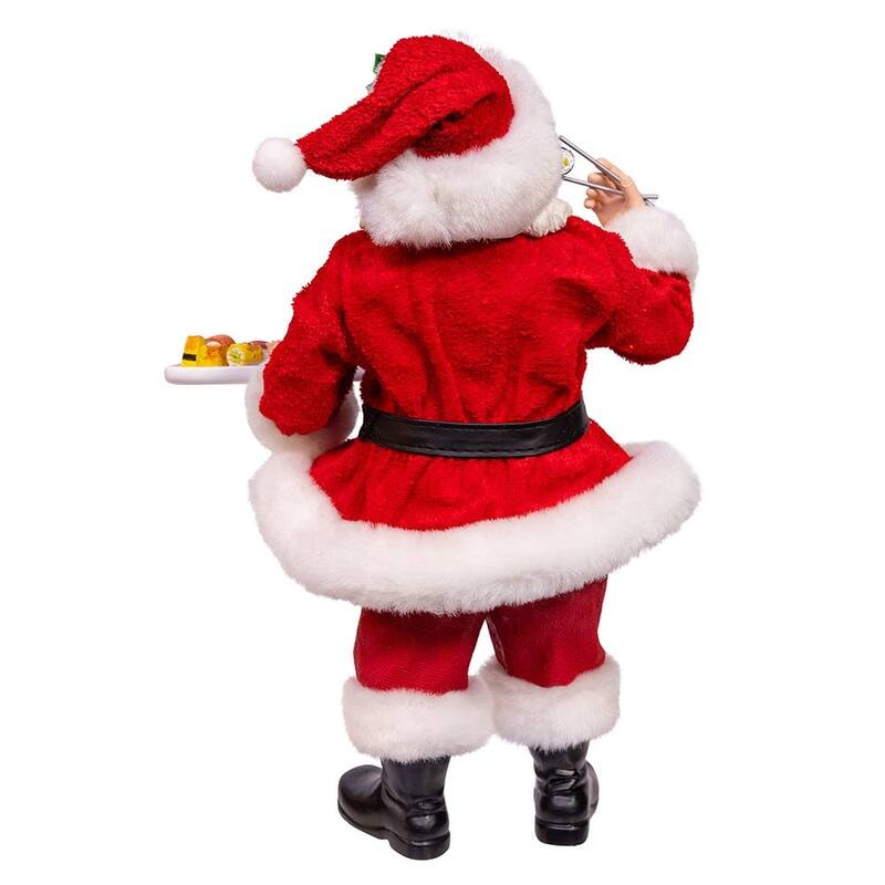 Kurt Adler 10.5-Inch Fabriche Santa with Sushi Platter