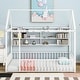 preview thumbnail 37 of 70, Full Size Metal House Bed Frame with Built-In Grid Shelves, Playful Canopy Design and Space-Saving Storage White - Twin