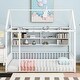 preview thumbnail 31 of 58, Metal Floor Bed House Bed Frame with Fence and Storage Shelves