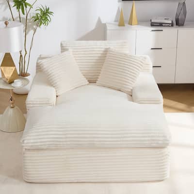 67" Upholstered Chaise Lounge Chair Sleeper Sofa Bed with Pillows, No Assembly Required