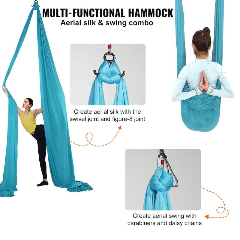 Aerial Yoga Hammock Kit 11 Yards Nylon Swing with Rigging Hardware