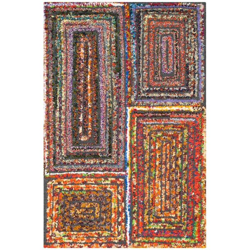 SAFAVIEH Handmade Nantucket Marieka Contemporary Cotton Rug - 2' x 3' - Charcoal