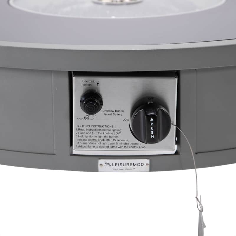 Leisuremod Walbrooke Modern Outdoor Patio Round Fire Pit Table for Porch Backyard Deck - 29