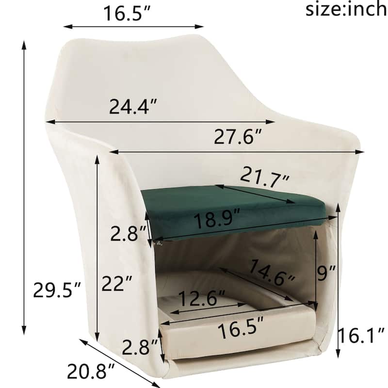 Furniture Style 2 in 1 Pet Friendly Mid Century Modern Accent Chair Soft Fabric Upholstered Leisure Armchair