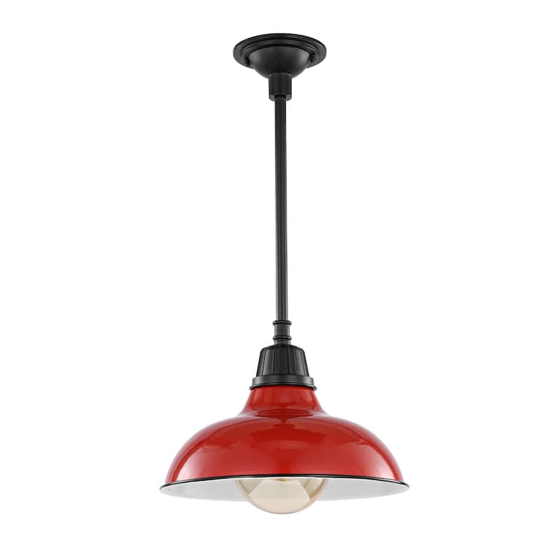 12.25" 1-Light Indoor/Outdoor Iron LED Pendant, by JONATHAN Y - 12.25