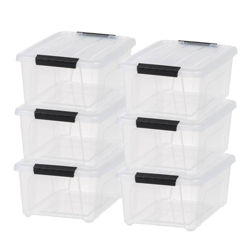 IRIS USA® Buckled Clear Box 13.5 Qt Buckle Lid - Clear - Set of 6