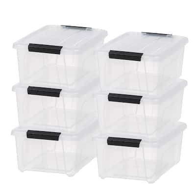IRIS USA® Buckled Clear Box 13.5 Qt Buckle Lid - Clear - Set of 6