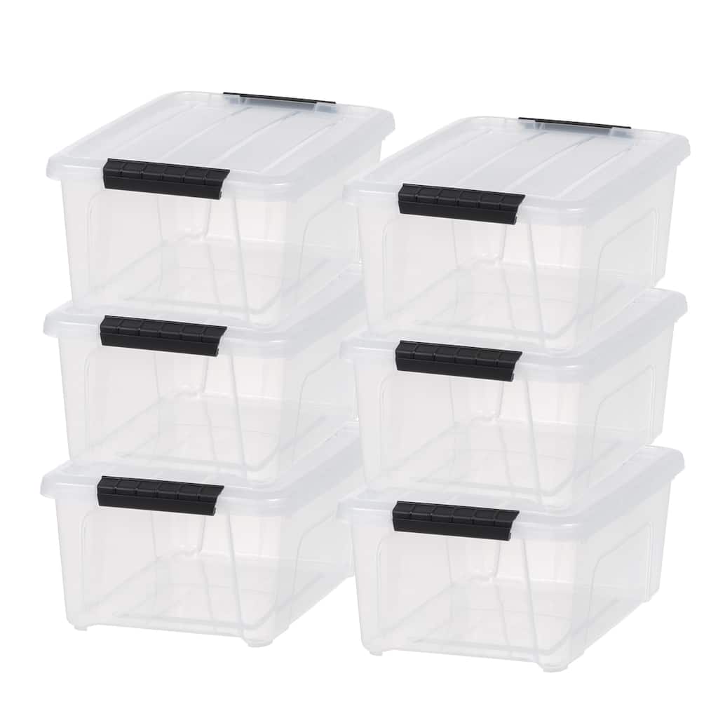 IRIS USA® Buckled Clear Box 13.5 Qt Buckle Lid - Clear - Set of 6