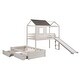 preview thumbnail 4 of 16, House-Shaped Twin Over Twin Bunk Bed with Slide, Storage Drawers, and Full-Length Guardrails